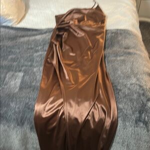 Elegant Brown Satin Gown